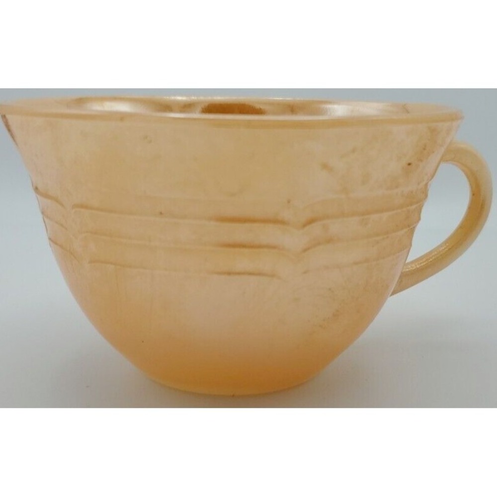 Vintage Fire King‎ Ware Lusterware Milk Glass Peach 3-Band Orange Coffee Tea Cup